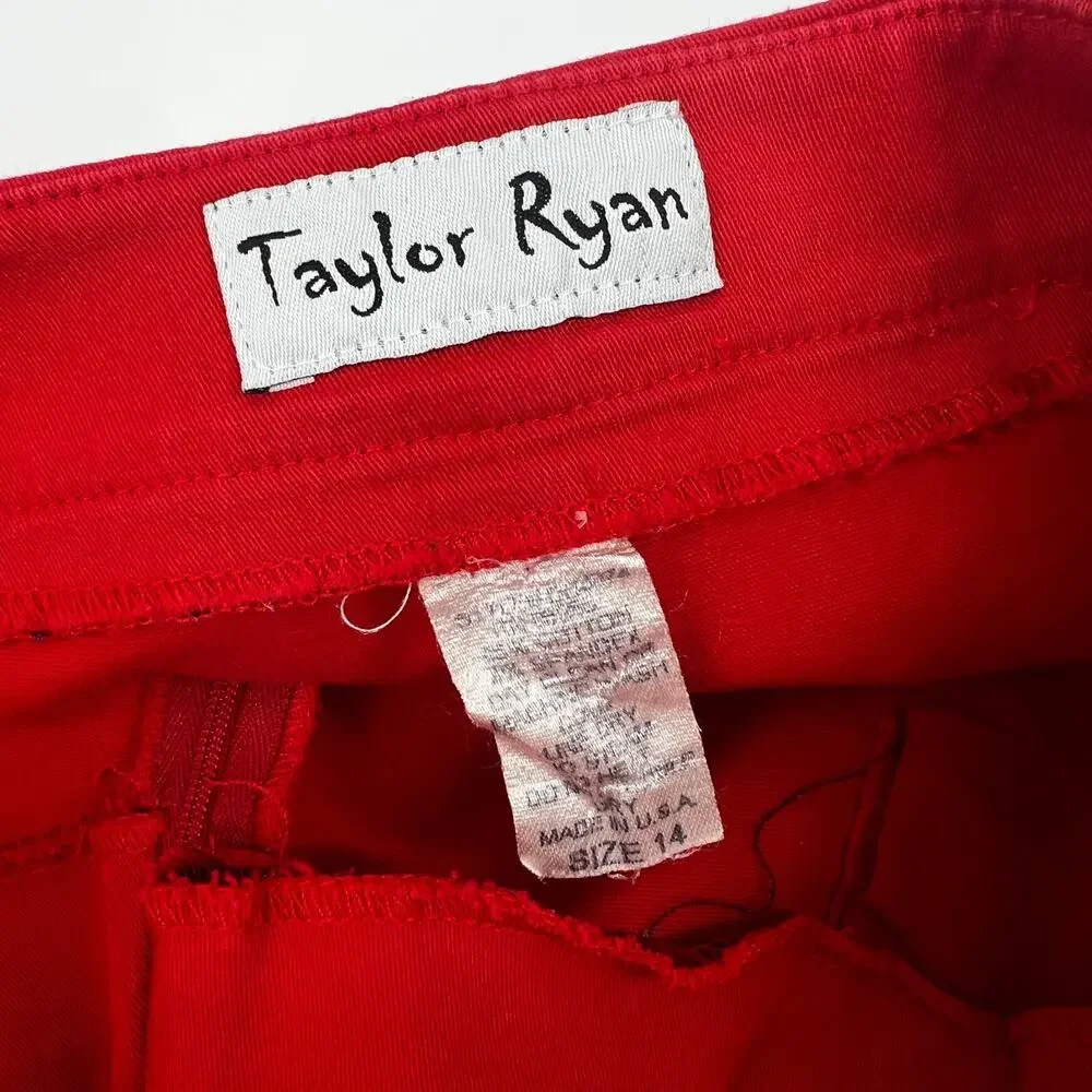 90s Vintage Taylor Ryan Red Wrap Front High Waist Skort